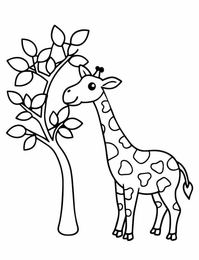 Chú hươu cao cổ đáng yêu trong bức tranh đen trắng