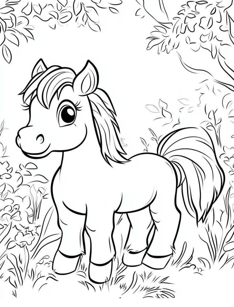 Chú ngựa con dễ thương cho bé tập vẽ
