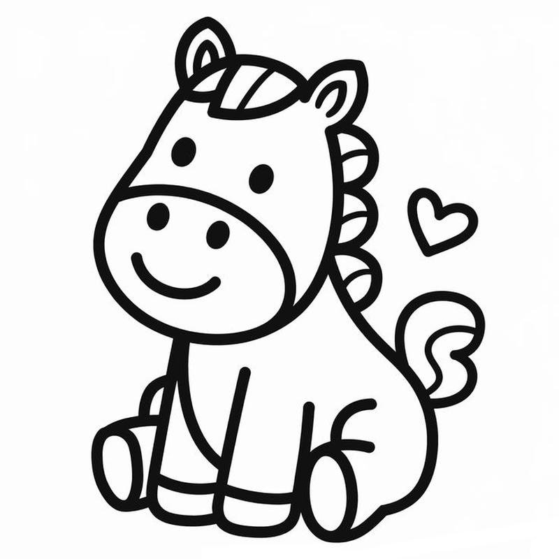 Chú ngựa pony ngộ nghĩnh cho bé tập tô màu