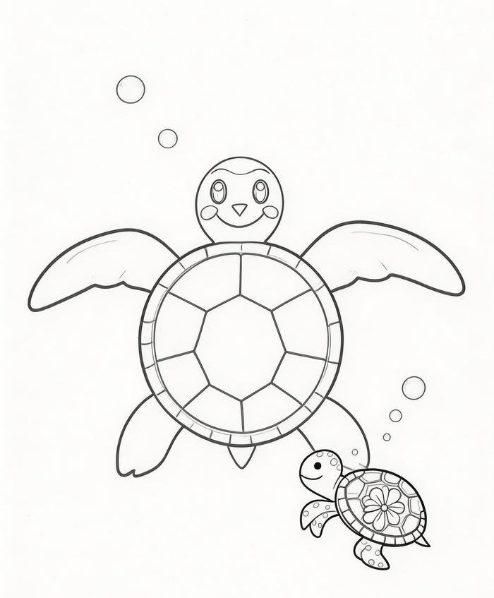 Chú rùa nhỏ xinh trong tranh tô màu con rùa cute
