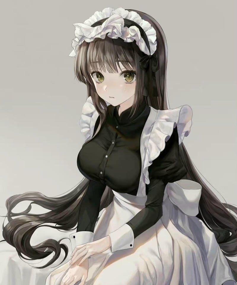 Cô gái anime diện váy hầu gái với vẻ đáng yêu