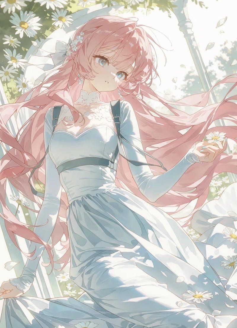 Cô gái anime nữ tóc hồng mang cảm giác nhẹ nhàng