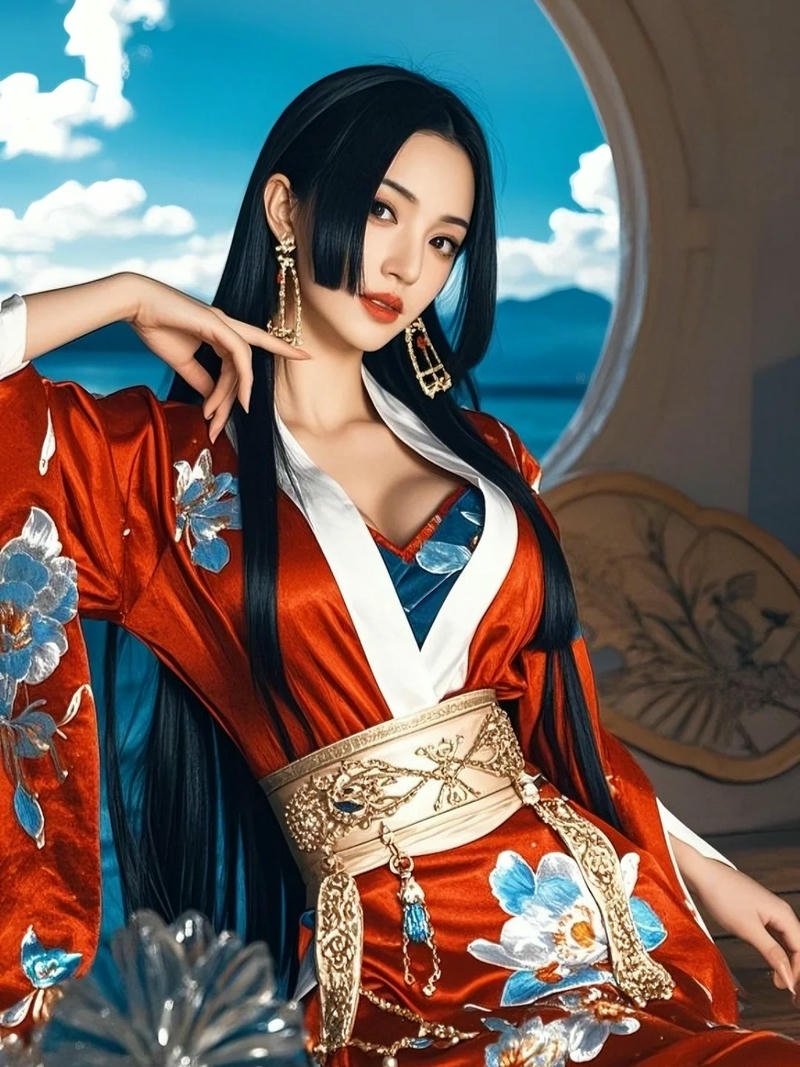 Cô gái cosplay Boa Hancock biểu cảm sắc sảo cuốn hút