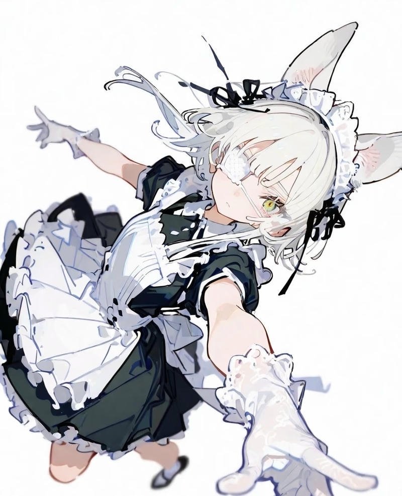 Cô gái hoạt hình Nhật diện trang phục maid