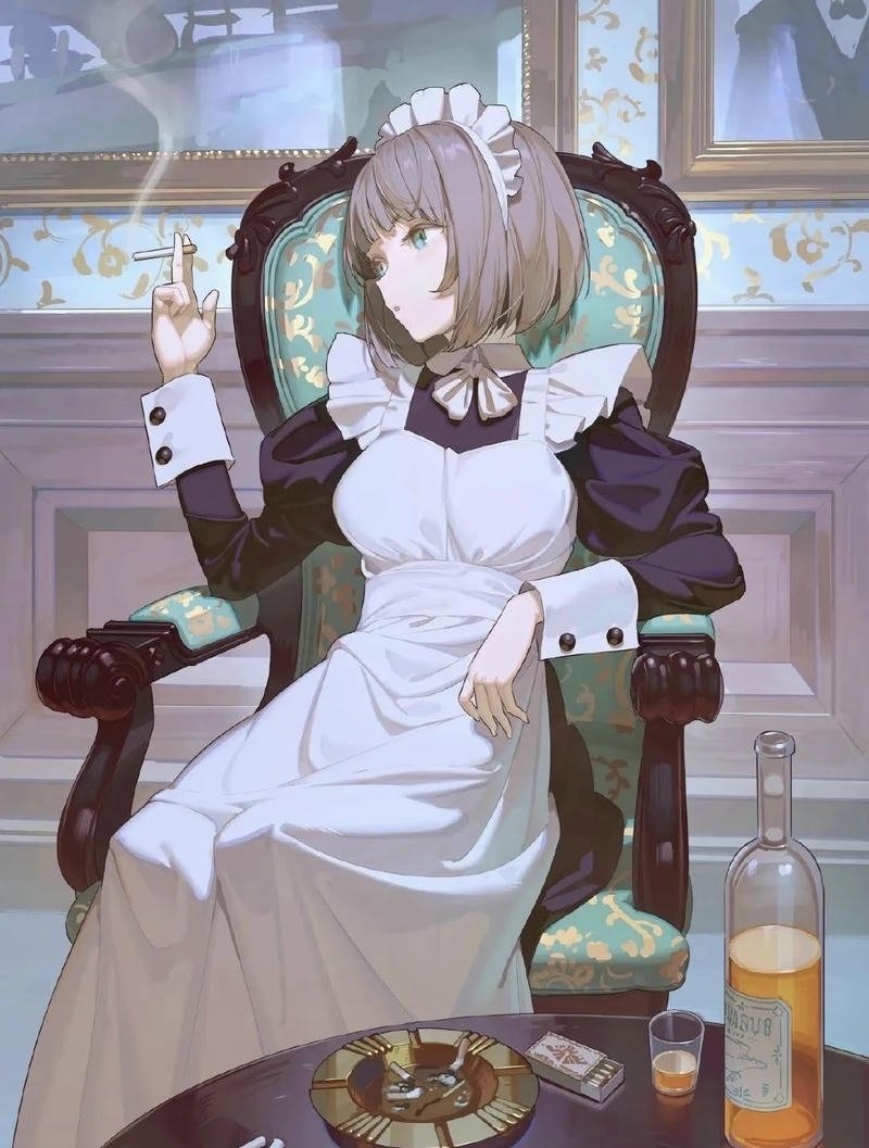 Cô nàng anime trong trang phục phục vụ dễ thương