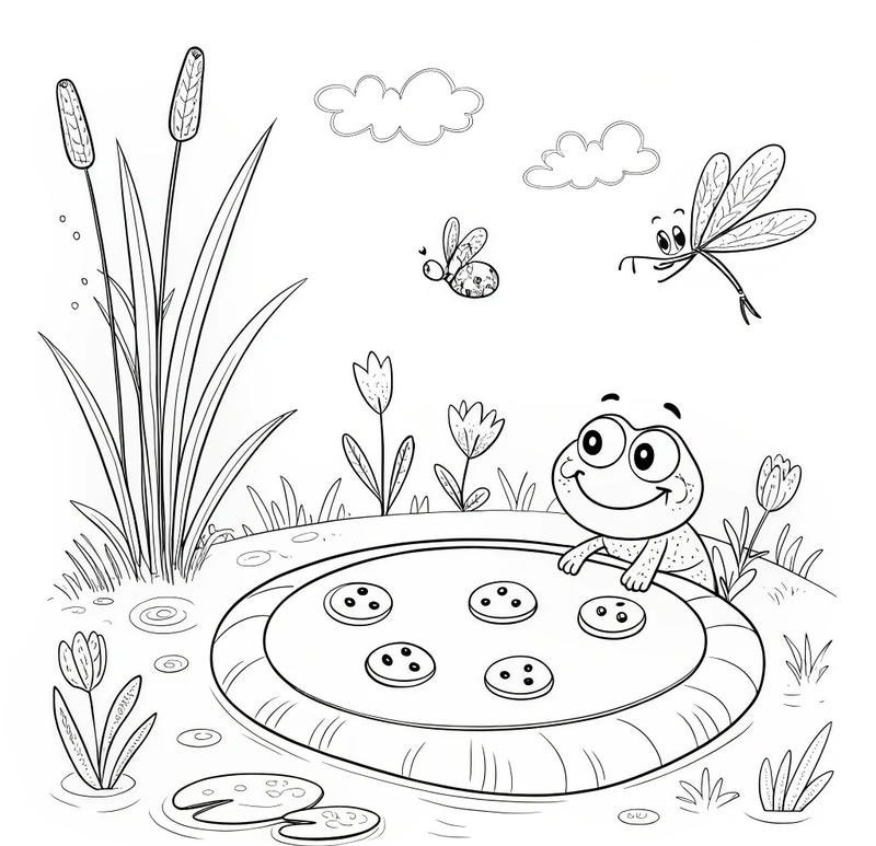 Con ếch tô màu ngộ nghĩnh dành cho bé tập vẽ