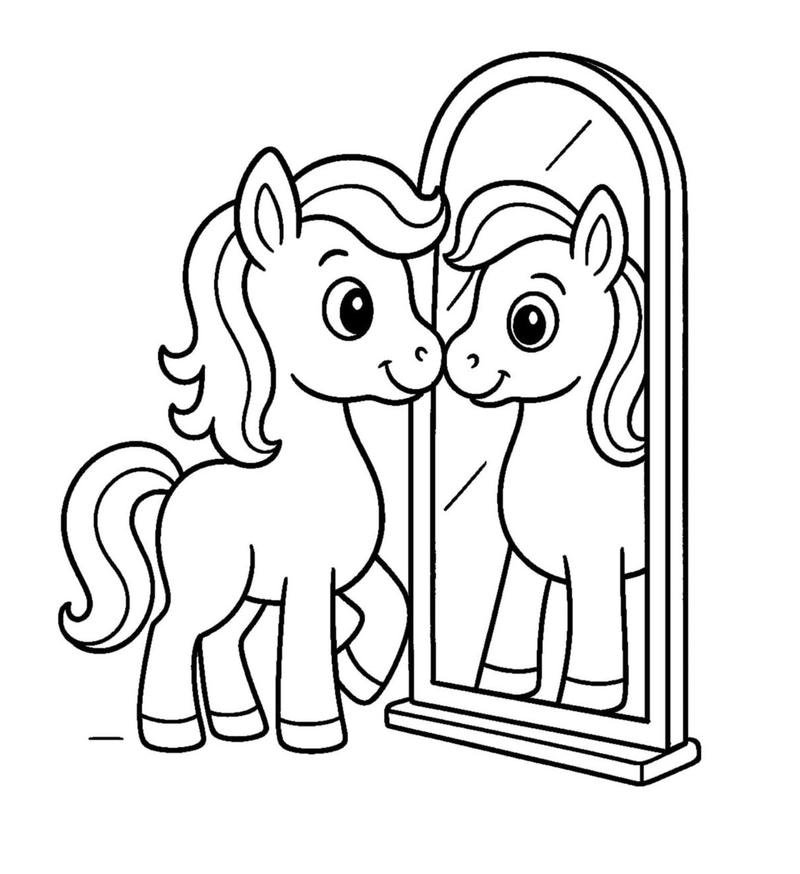 Con ngựa tô màu phong cách cartoon ngộ nghĩnh