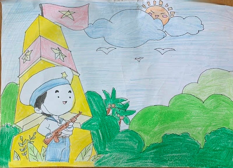 Đề tài chú bộ đội tranh vẽ đơn giản cho trẻ nhỏ