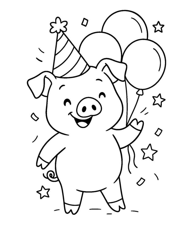 Đề tài chú heo hoạt hình vui vẻ cho trẻ tập tô