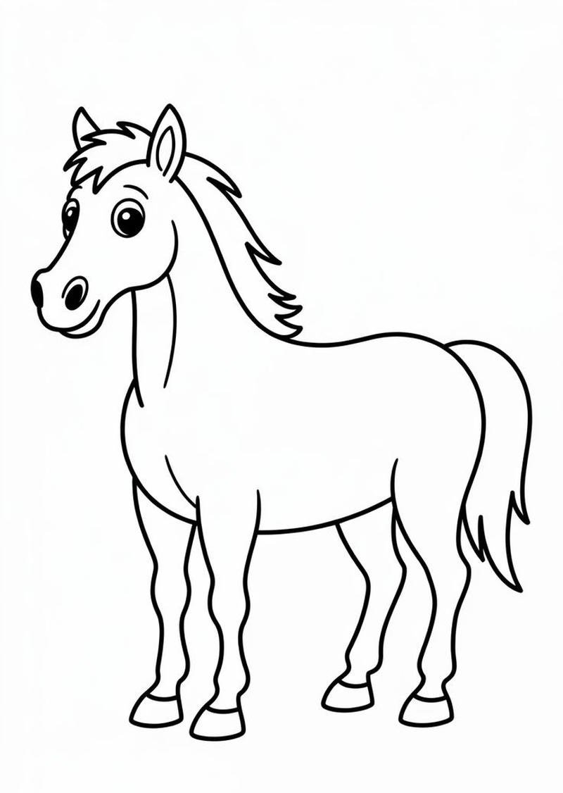 Đề tài hình vẽ ngựa pony đứng yên cho bé tô màu