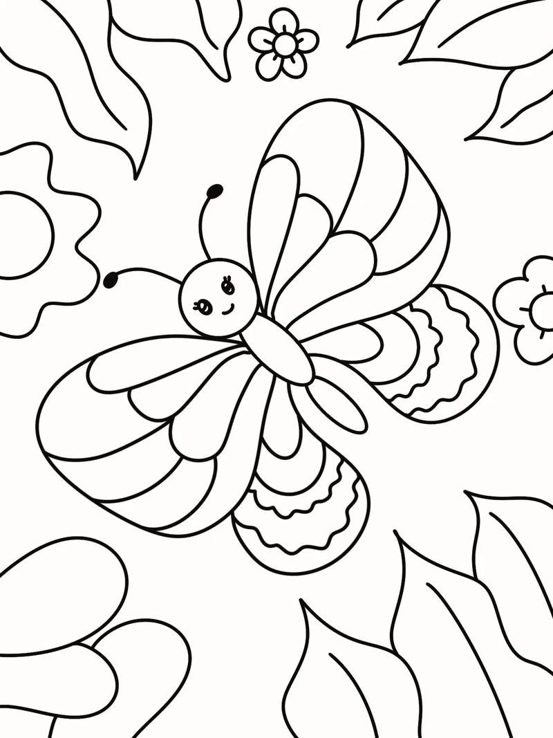 Đề tài tranh tô màu hình con bướm ngộ nghĩnh cho bé