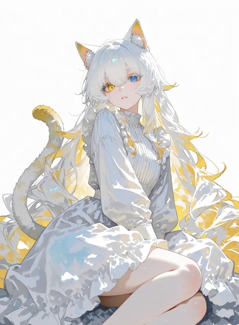 Đường nét tinh tế tạo nên ảnh anime girl tóc trắng ấn tượng