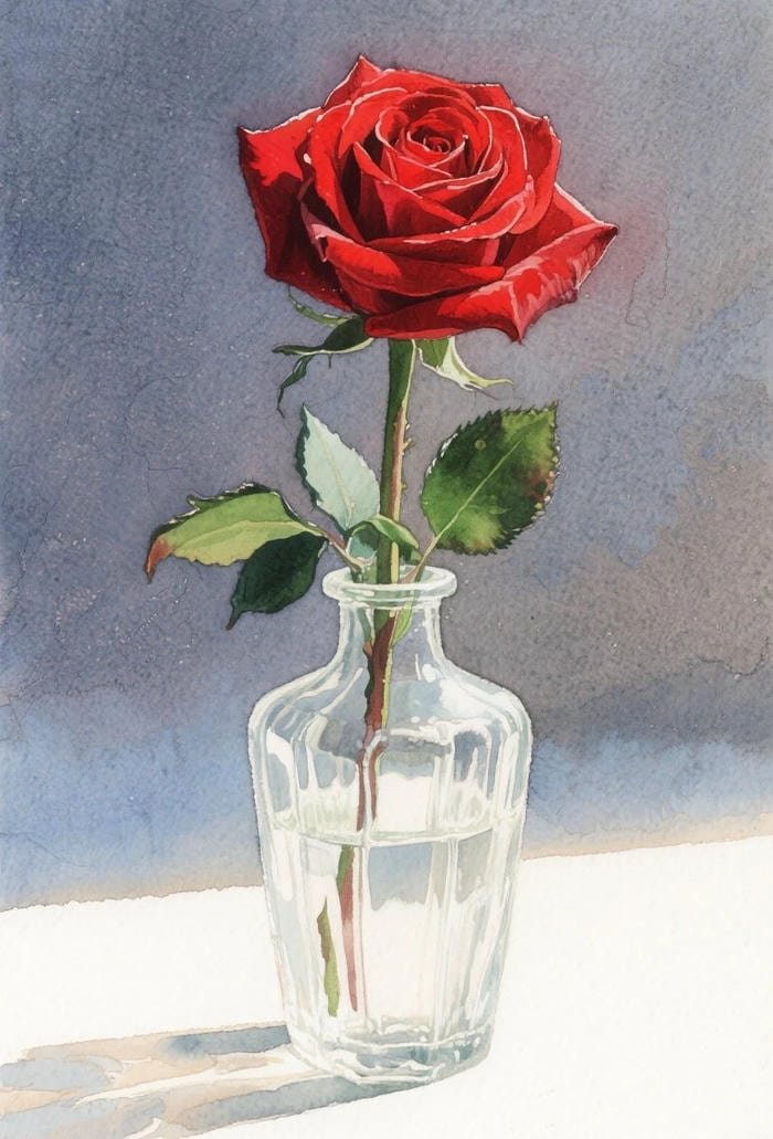 Đường nét uyển chuyển hình vẽ hoa hồng đơn giản