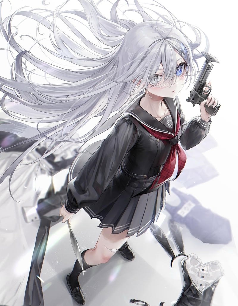 Đường nét uyển chuyển tạo nên ảnh anime girl tóc trắng nổi bật