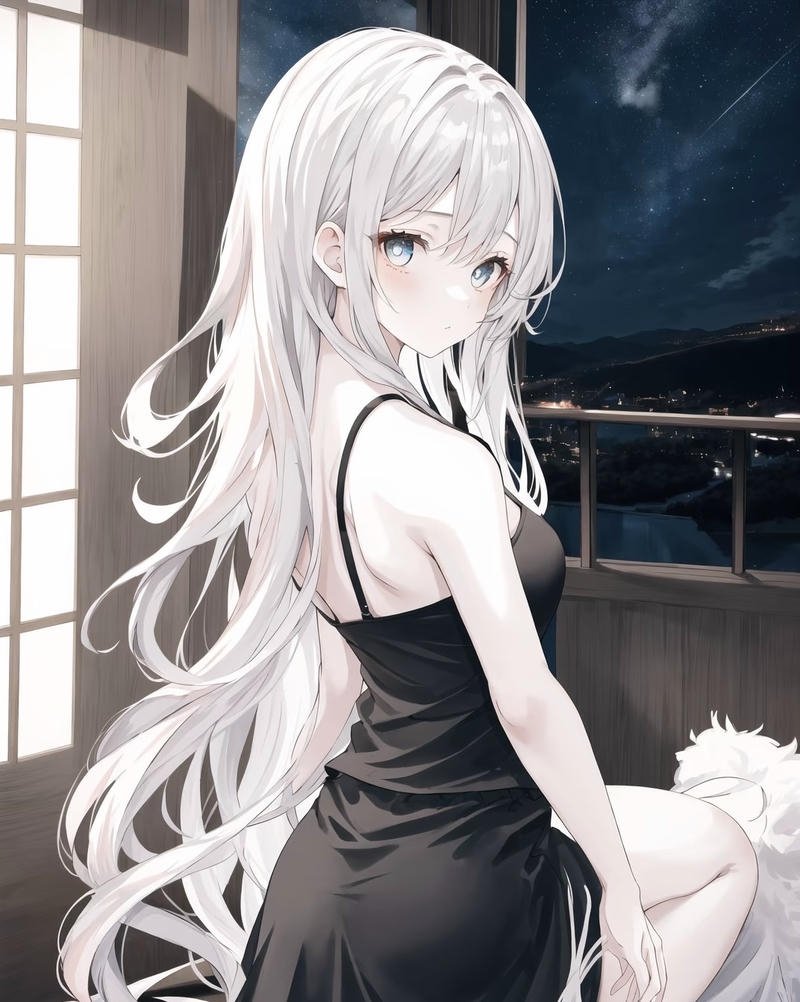 Đường viền rõ ràng giúp ảnh anime girl tóc trắng nổi bật