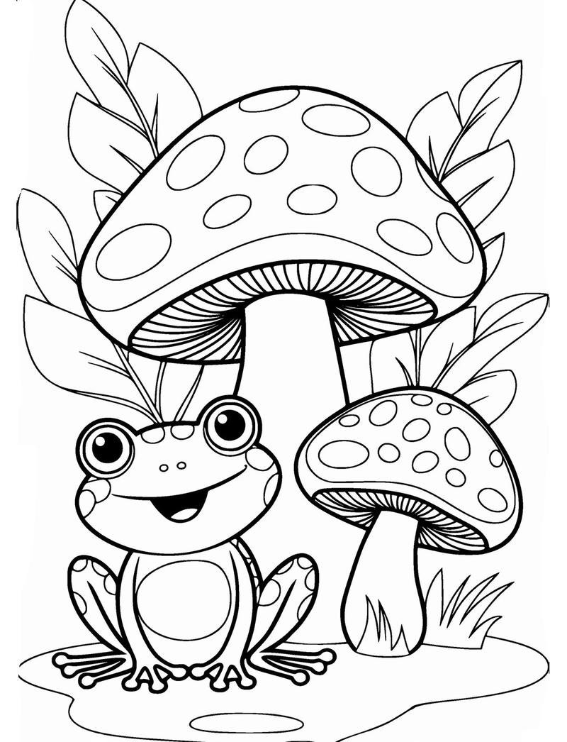 Ếch cartoon sinh động trong trang vẽ cho trẻ em