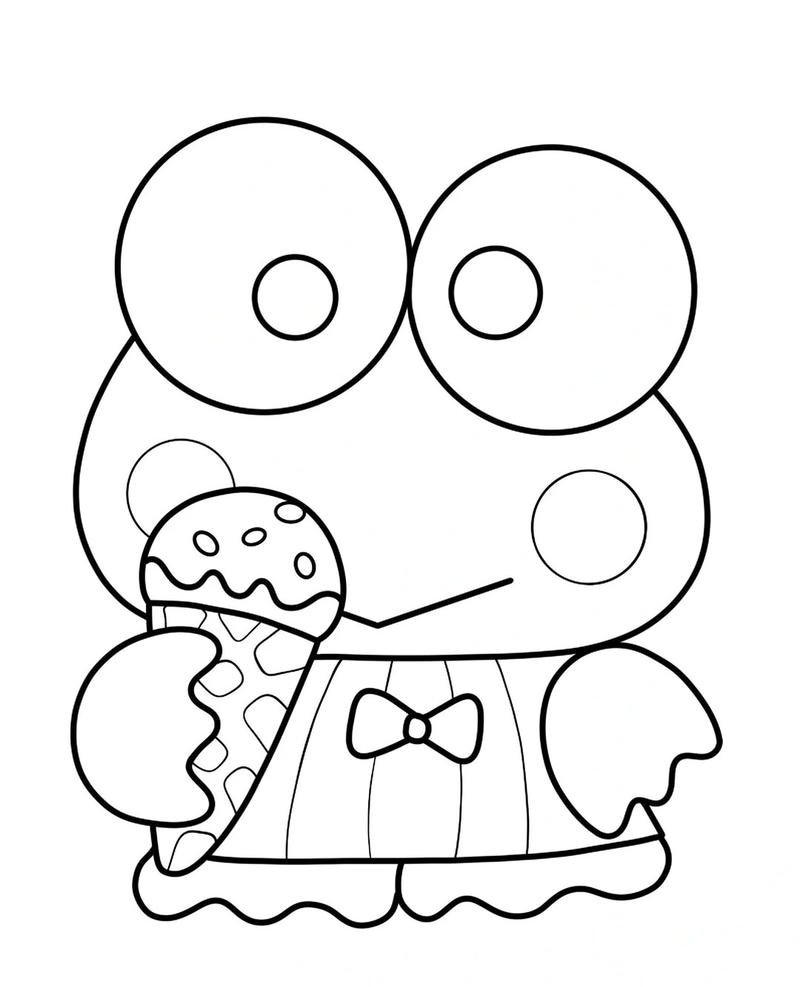 Ếch nhỏ ăn kem đáng yêu tô màu