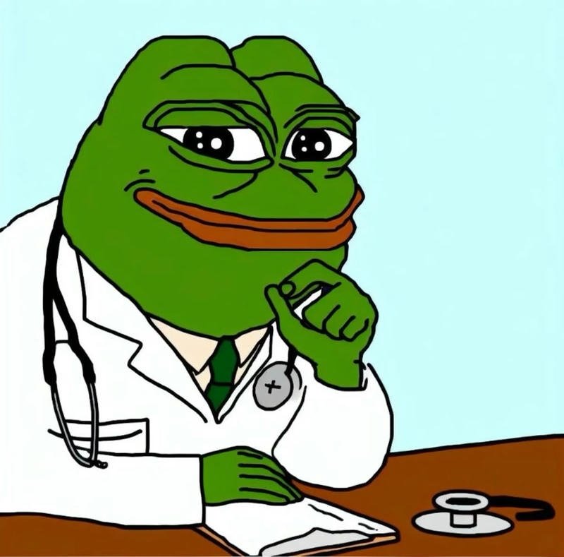 Ếch xanh bựa meme mặc áo bác sĩ
