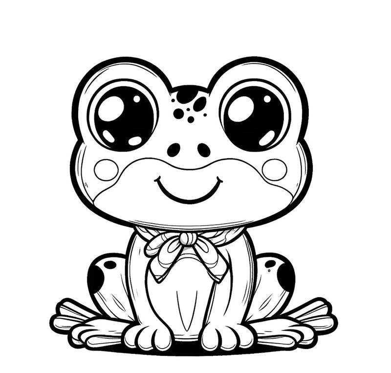 Ếch xanh nhỏ dễ thương trong trang tô màu trẻ em