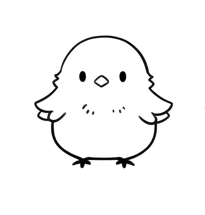 Gà con dễ thương trong bản in nét đậm