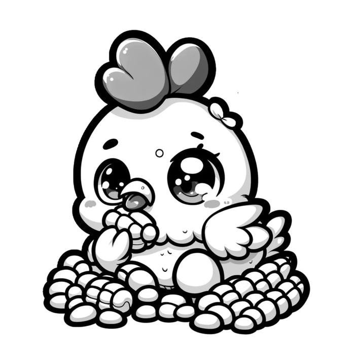 Gà con nhỏ bé trong khung hình rõ nét