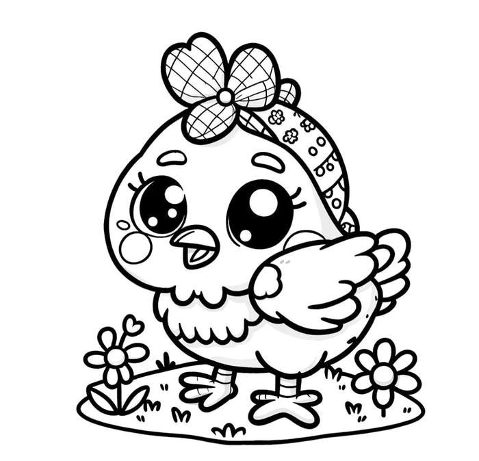 Gà mái đứng oai vệ trong tranh đen trắng