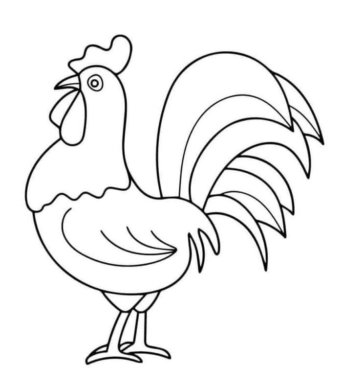 Gà trống oai phong đường nét rõ ràng dễ tô