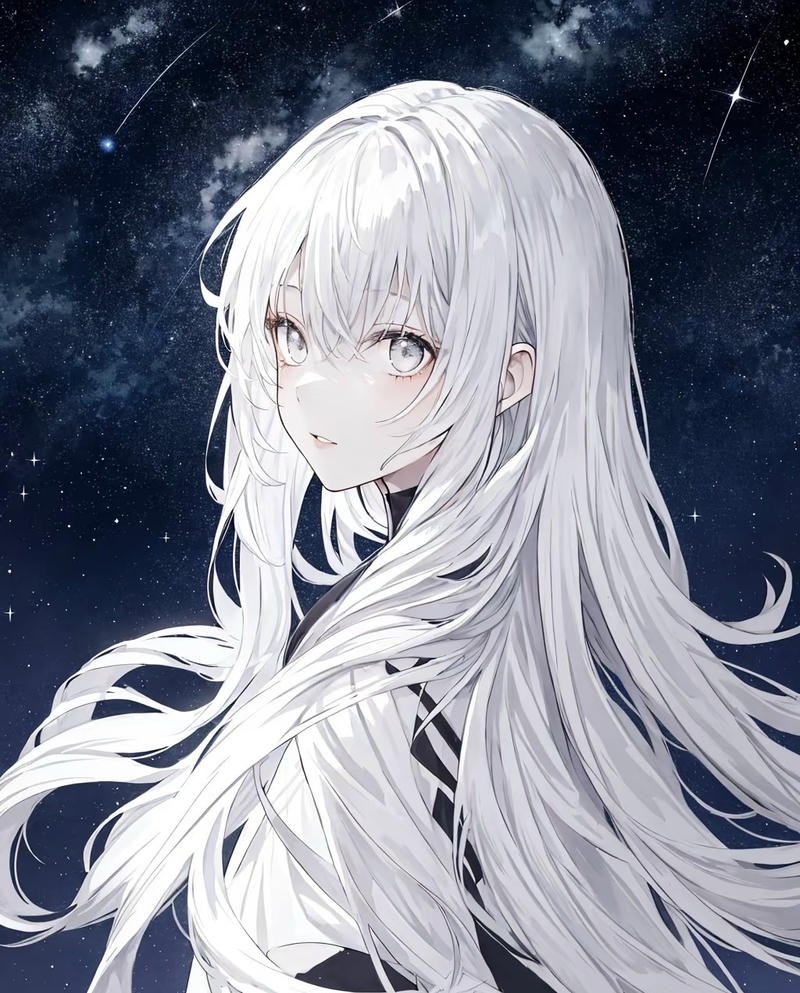 Hiệu ứng ánh sáng tạo chiều sâu cho ảnh anime girl tóc trắng