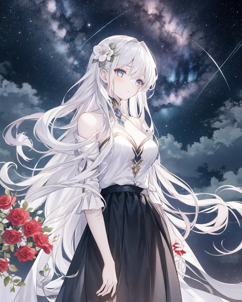 Hiệu ứng dịu nhẹ khiến ảnh anime girl tóc trắng nổi bật