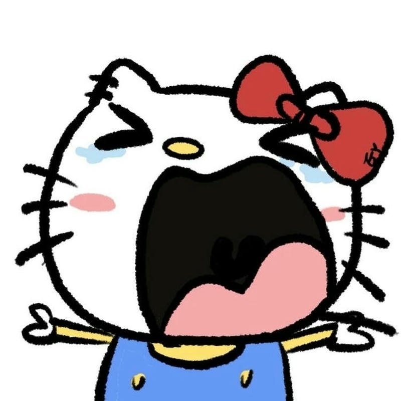 Hình ảnh Hello Kitty bựa khóc há mồm to