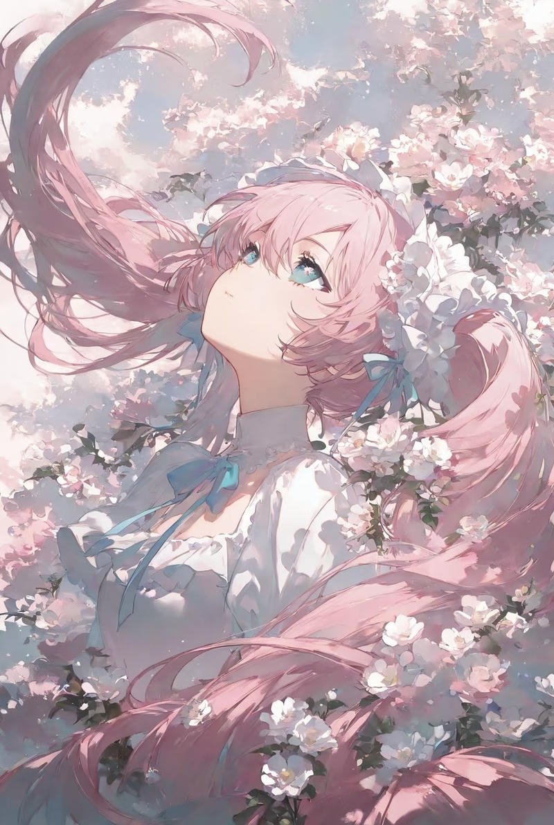 Hình ảnh anime nữ tóc hồng nhìn khá hợp vibe nhẹ