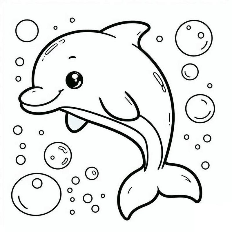Hình ảnh cá heo dễ thương cho bé học tô màu