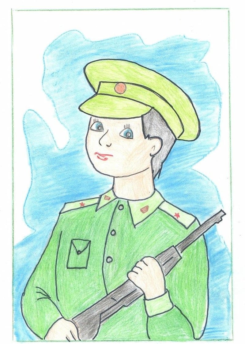Hình ảnh chú bộ đội trong tranh vẽ thiếu nhi
