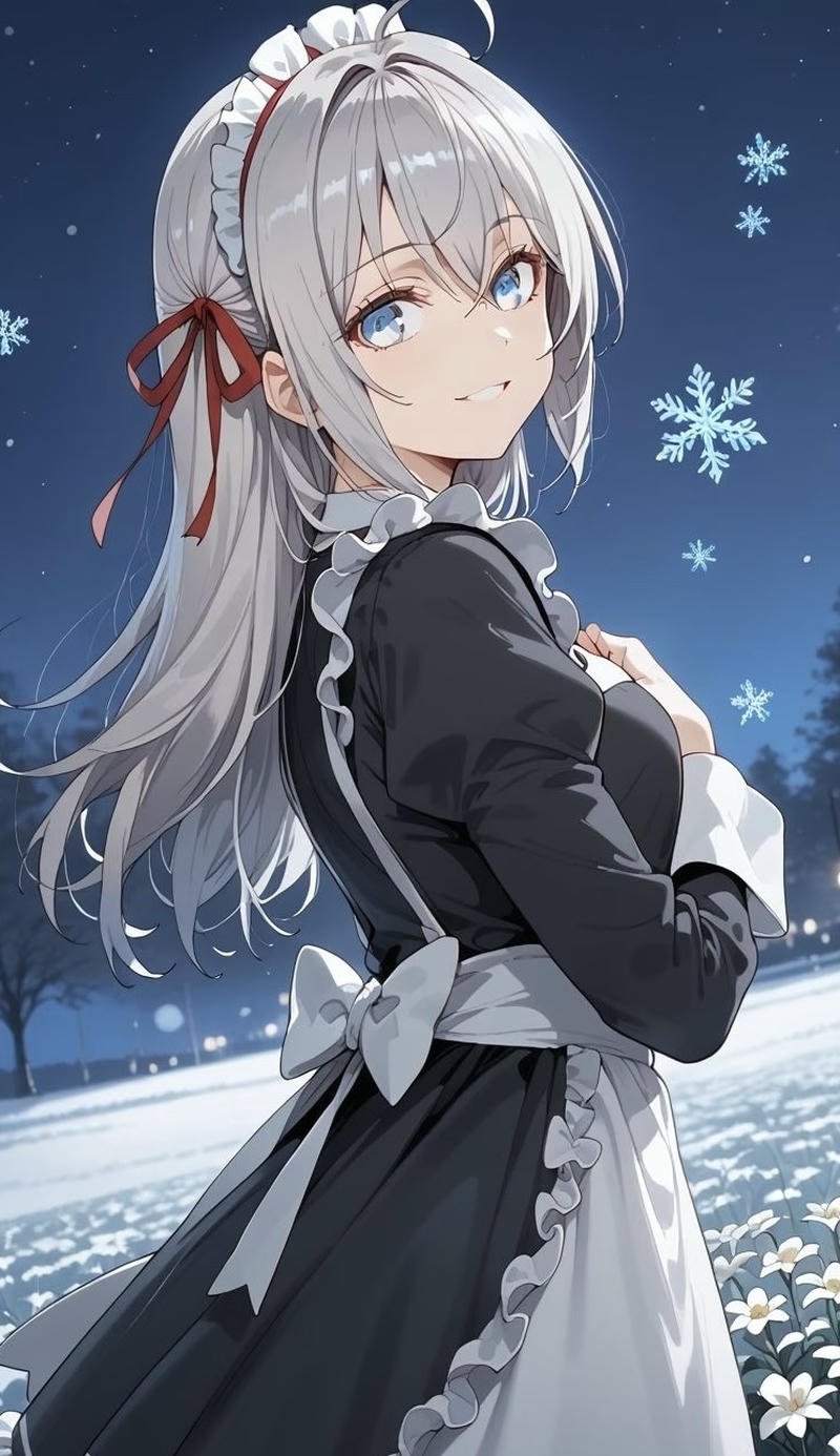 Hình ảnh cô gái anime mặc váy hầu gái đẹp