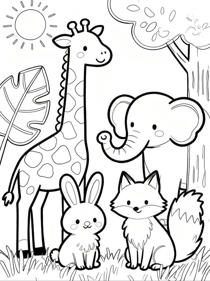 Hình ảnh con hươu cao cổ cho trẻ tô màu dễ thương