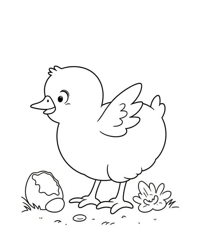 Hình ảnh gà mái thân thiện với nét viền to