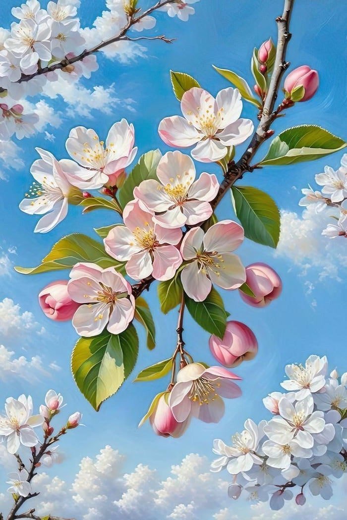 Hình ảnh hoa đào bung nở giữa nền trời xanh
