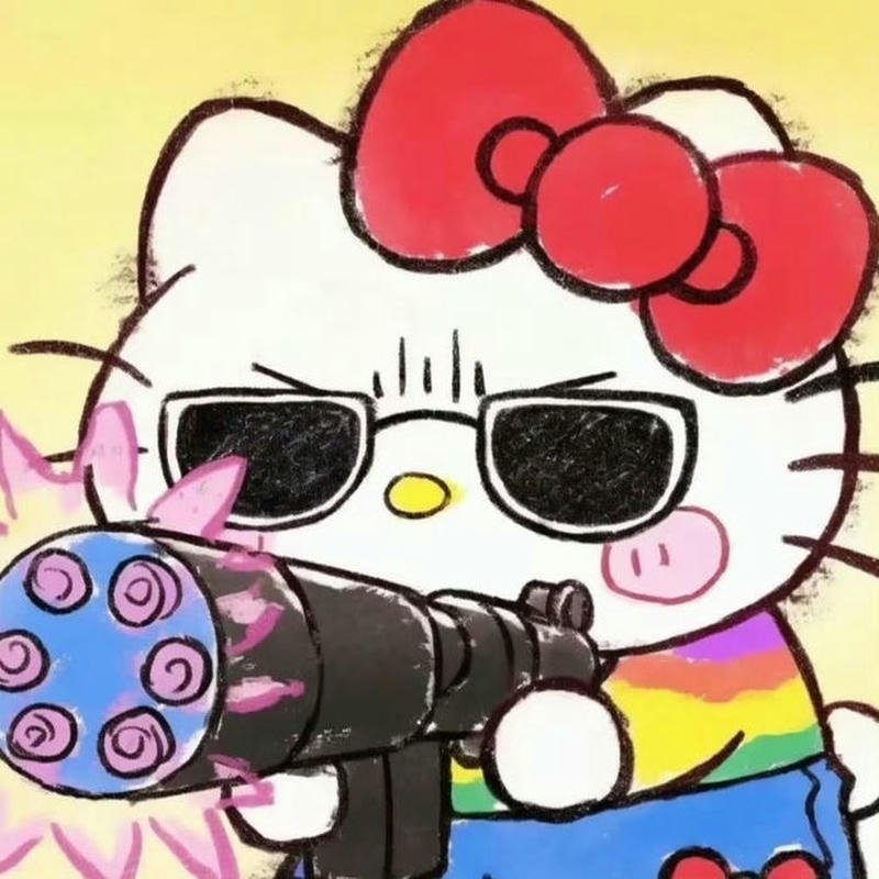 Hình ảnh meme Hello Kitty bựa gương mặt hài hước vui