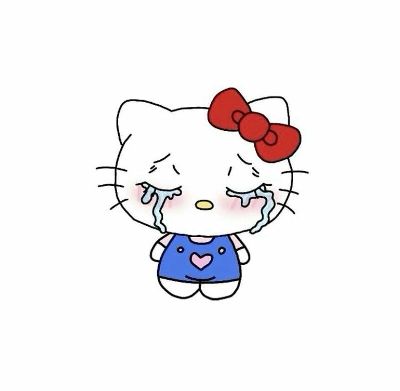 Hình ảnh meme Hello Kitty bựa khóc nhè