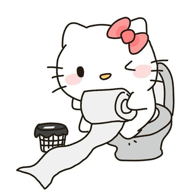 Hình ảnh meme Hello Kitty đang đi vệ sinh