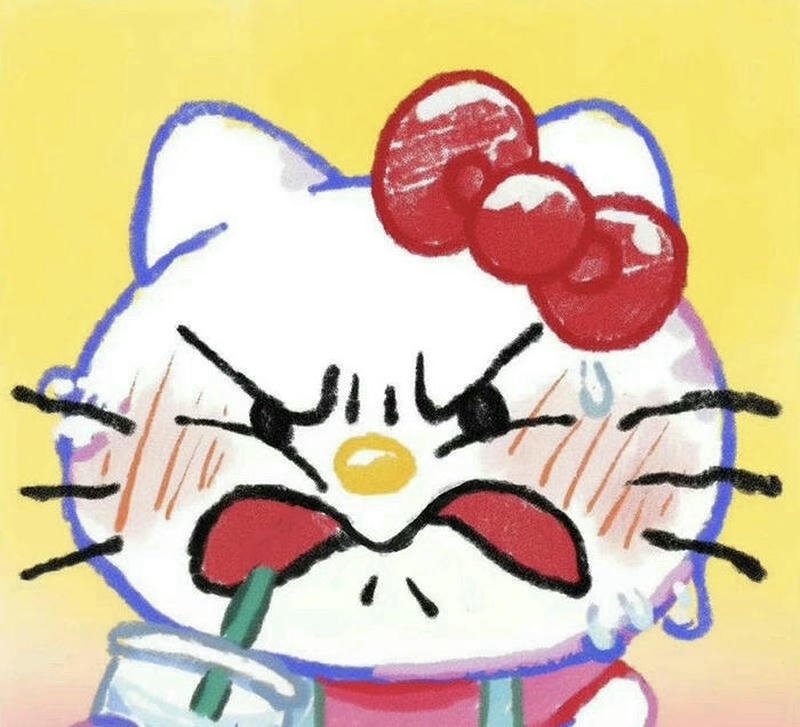 Hình ảnh meme hello kitty bựa chảy mồ hôi