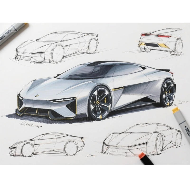 Hình ảnh ô tô vẽ trong bài học mỹ thuật