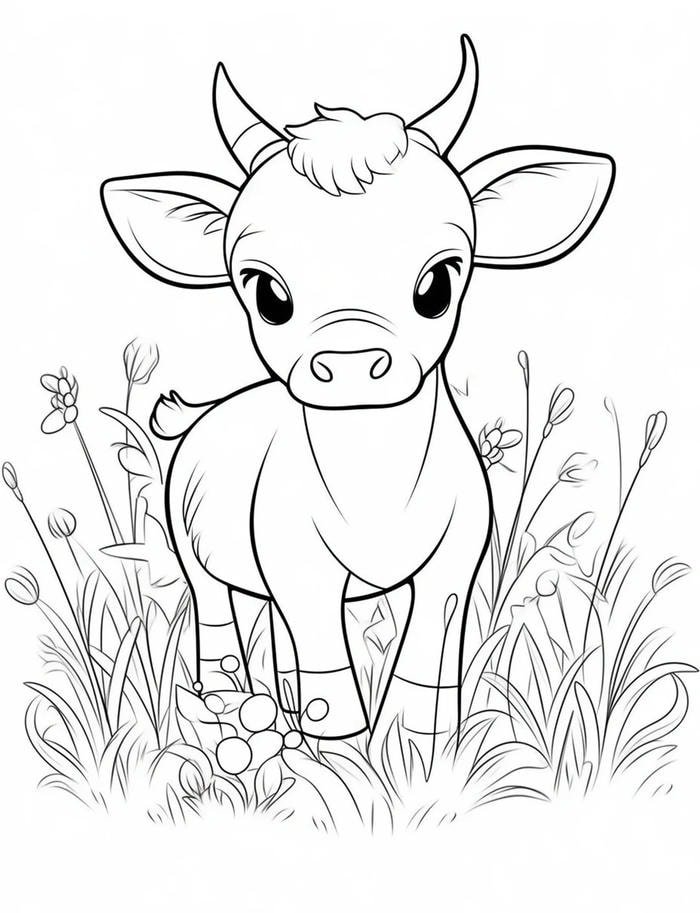 Hình ảnh sinh động sưu tập tô màu con bò