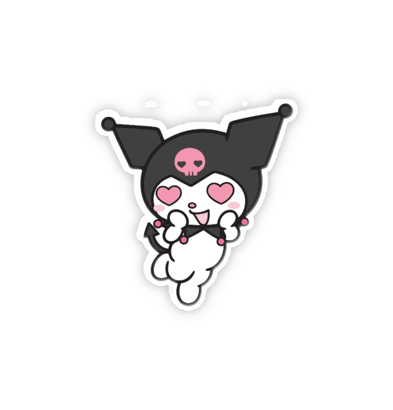 Hình ảnh sticker Kuromi đôi mắt trái tim vui mừng