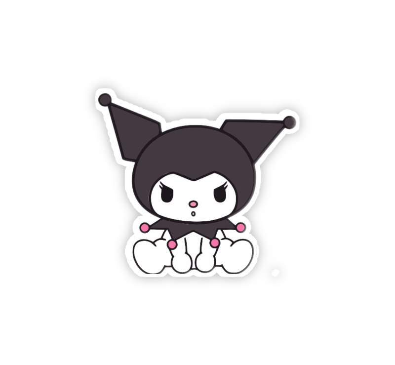 Hình ảnh sticker Kuromi tai vểnh đang nghe gì đó