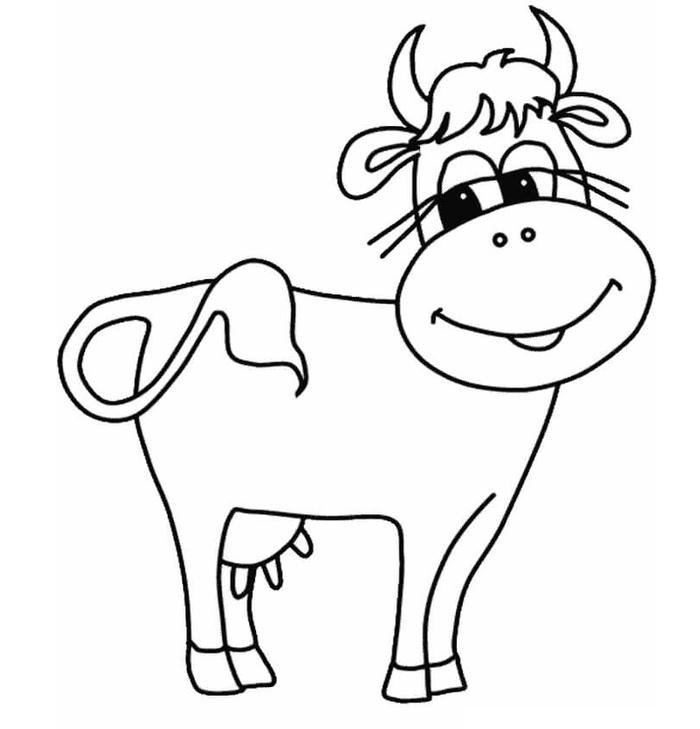 Hình ảnh tô màu con bò phong cách dễ thương
