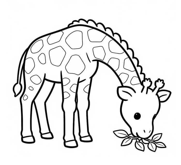 Hình ảnh tô màu con hươu cao cổ sinh động