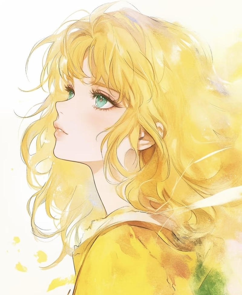 Hình anime tóc vàng xinh xắn phù hợp làm hình nền