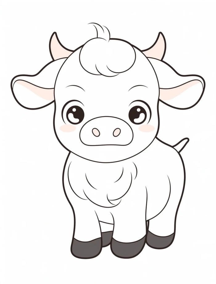 Hình con bò tô màu phong cách vui tươi