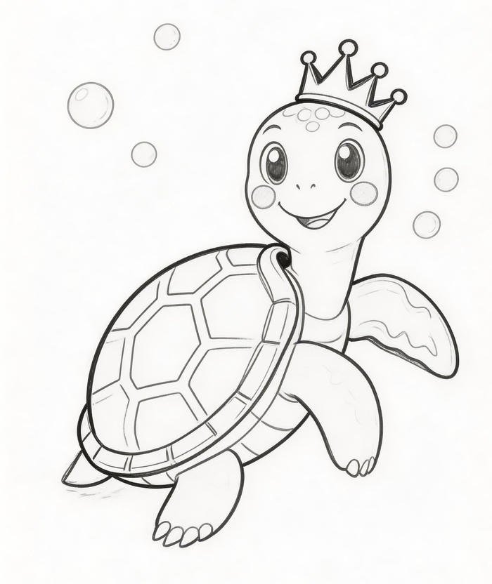 Hình con rùa tô màu phong cách dễ thương